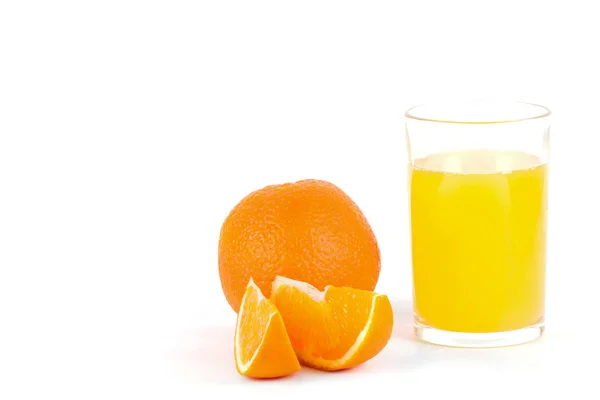 Orange Juice Isolated White Fresh Fruits — Stock Photo, Image