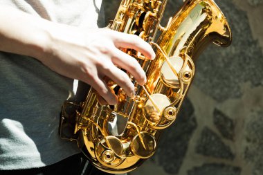 Saksafoncu Saksafoncu Caz müzik enstrümanı Jazz müzisyeni Alto saksafon çalıyor