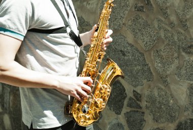 Saksafoncu Saksafoncu Caz müzik enstrümanı Jazz müzisyeni Alto saksafon çalıyor