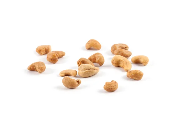 Geroosterde Cashewnoten Geïsoleerd Witte Achtergrond — Stockfoto