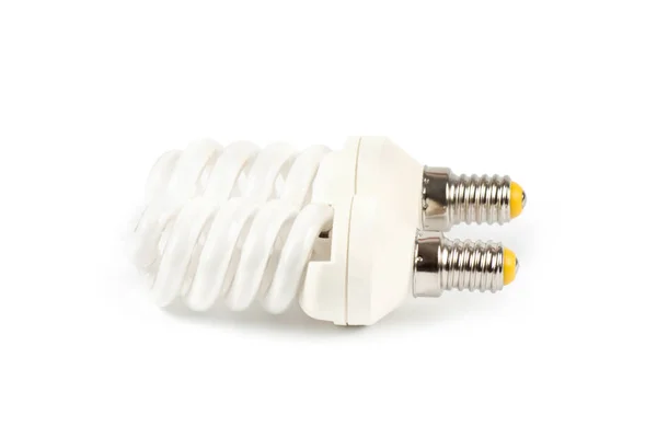Ampoule Fluorescente Compacte Économie Énergie Isolée Sur Fond Blanc — Photo
