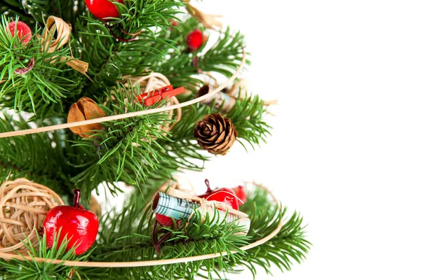 Árbol Navidad Con Bolas Colores Cajas Regalo Feliz Año Nuevo — Foto de Stock