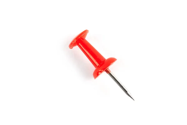 Red Push Pin Isolado Fundo Branco — Fotografia de Stock