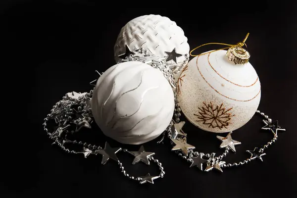 Christmas Border Ornaments Isolated White Background Happy New Year — Stock Photo, Image