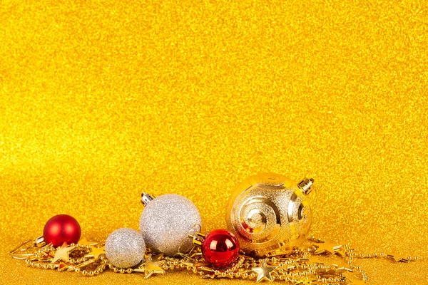 Kerstmis Goud Achtergrond Met Decoraties Met Plaats Voor Text Image — Stockfoto