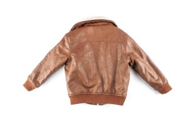 Çocuk deri ceket beyaz arka plan üzerinde izole. İzole giyim