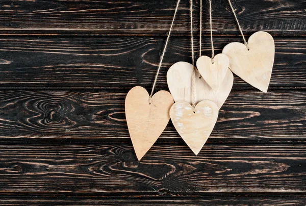 Dřevěné Srdce Pozadí Valentines Pozadí — Stock fotografie