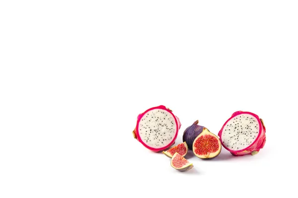 Pitahaya Fresca Madura Aislada Sobre Fondo Blanco Frutas Alimenticias — Foto de Stock