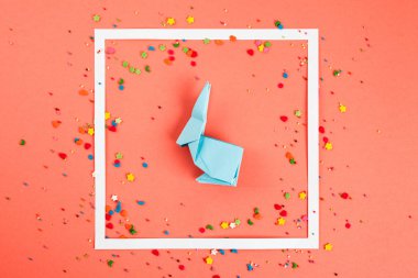 Mercan zemin üzerine mavi tavşan