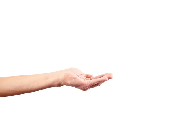 Hände, die etwas auf weißem Hintergrund halten — Stockfoto