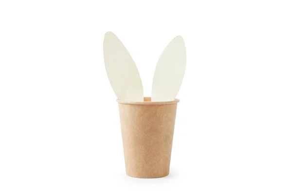 Creative rabbit with disposable cup — Stock Photo, Image