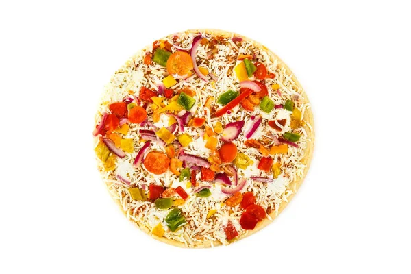 Frische Pizza mit Käse isoliert auf weißem Hintergrund — Stockfoto