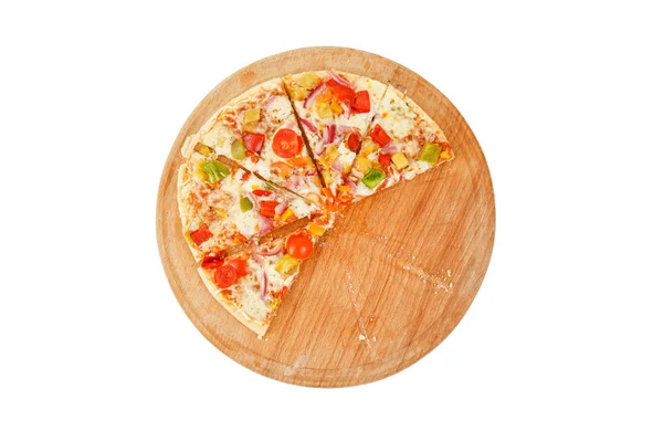 Fresh pizza with cheese isolated on white background — Stock Photo, Image