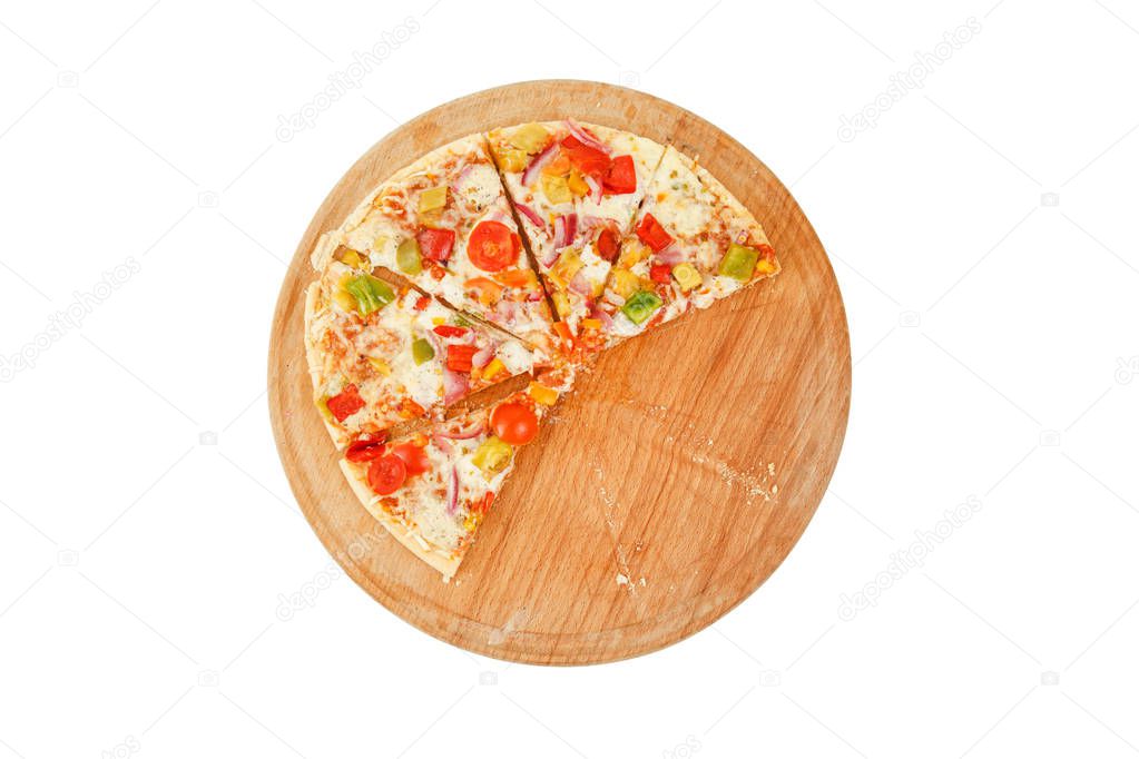 Fresh pizza with cheese isolated on white background