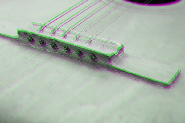 Glitch effect. Acoustic guitar resting — Stock Photo, Image