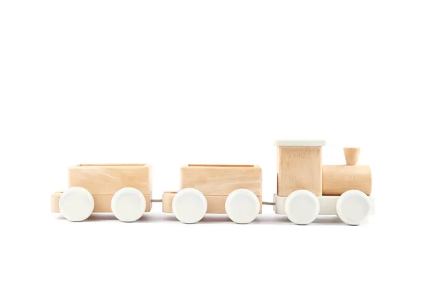 Houten trein geïsoleerd op wit — Stockfoto