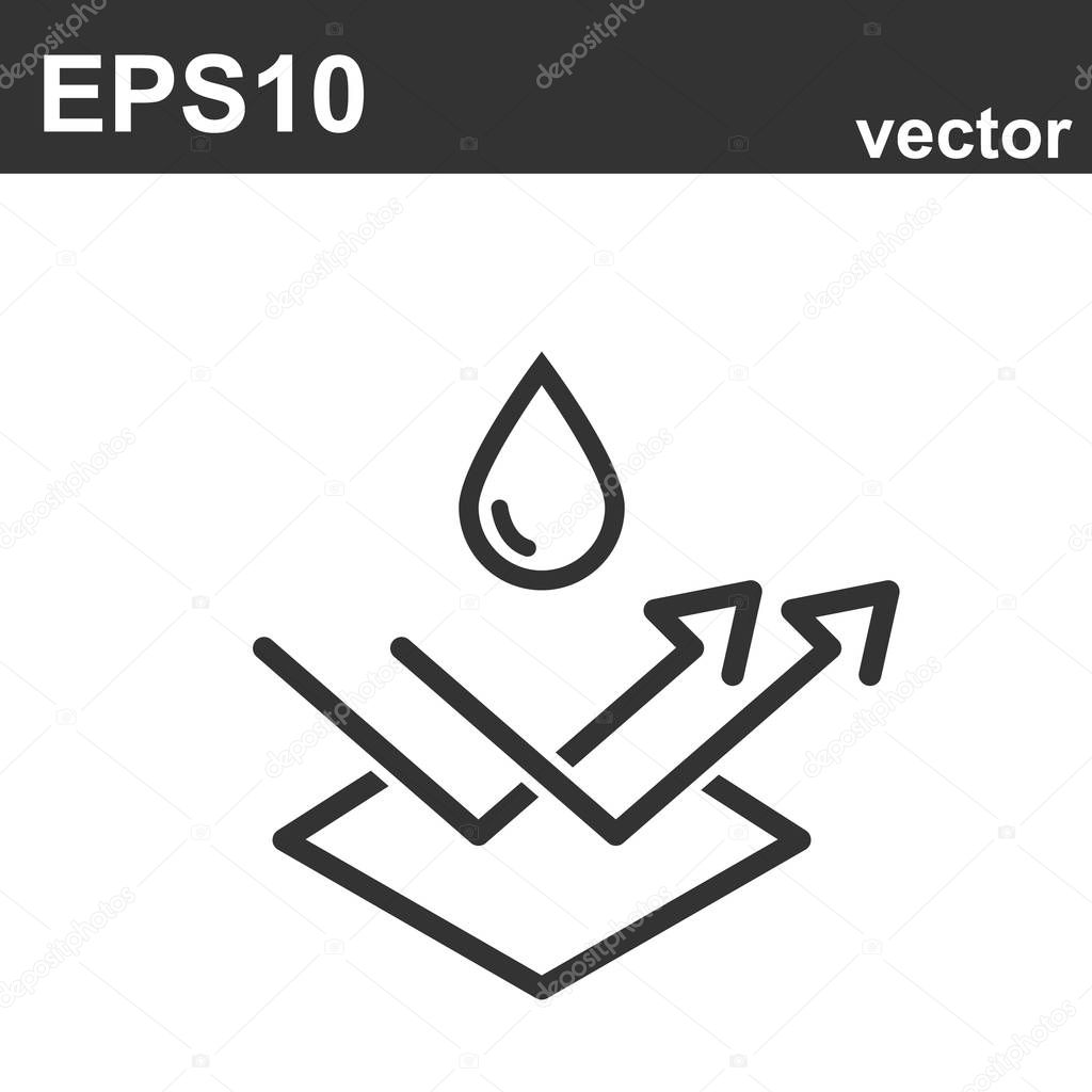 Water repellent surface icon, linear sign isolated on white background