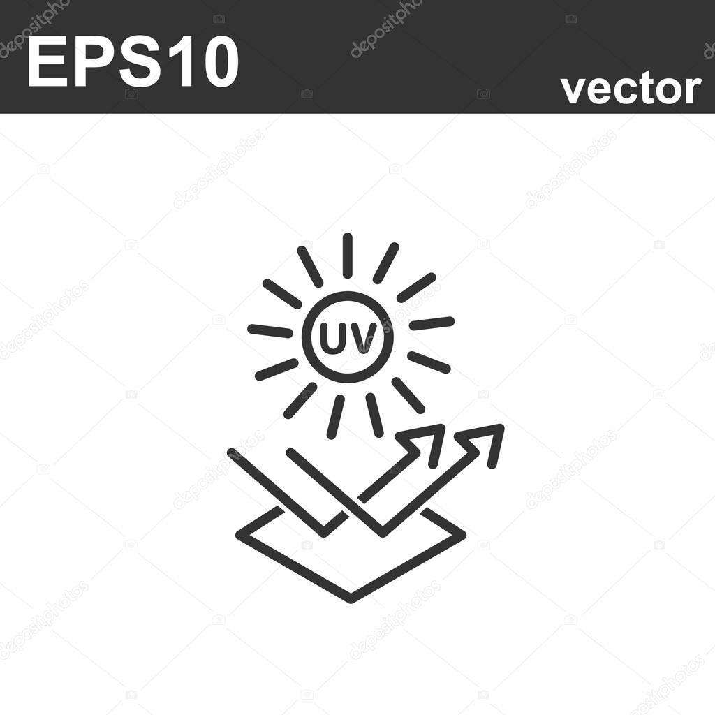 Sun protective surface icon, linear sign isolated on white background. Vector element