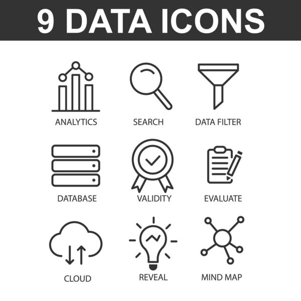 Data analysis set icon