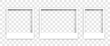 Boş beyaz fotoğraf çerçevesini gölgelerle ayarla - stok vektörü