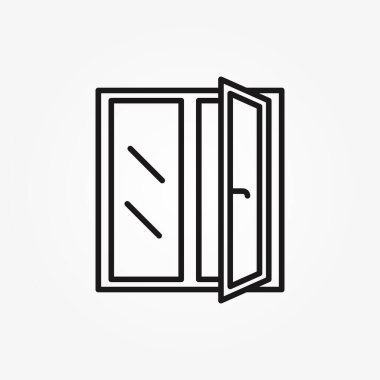 Pencere satırı simgesini aç. Vektör Açık pencere simgesi veya logo ögesi doğrusal biçiminde