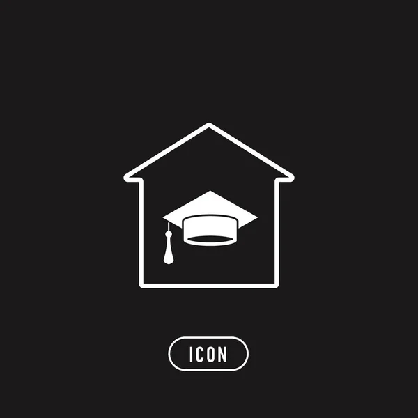 Graduation Cap Home Vector Icon Black Education Concept Home — Stock Vector