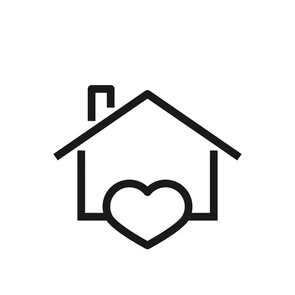 Καρδιά Σχήμα Σπιτιού Σχεδιασμένο Λογότυπο Εικονίδιο Στο Λευκό Διανυσματικός — Διανυσματικό Αρχείο