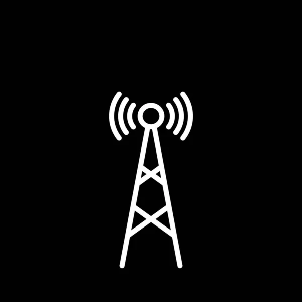 Radio Věž Vlnami Pro Vysílání Čáry Vektorové Ikony Pro Aplikace — Stockový vektor