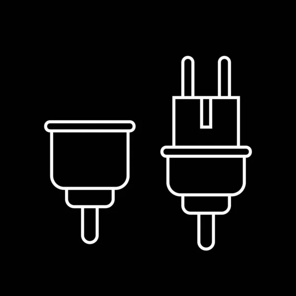 Elektrische Plug Socket Unplugged Vector Pictogram Zwarte Achtergrond — Stockvector