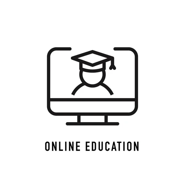 Набор Иконок Векторной Линии Образовательных Ресурсов Курсы Онлайн Обучения Дистанционное — стоковый вектор