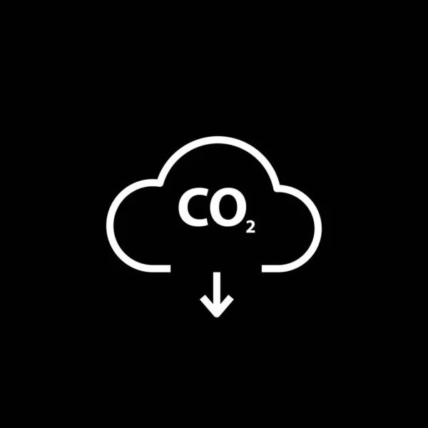 Icône Vectorielle Émissions Co2 Sur Fond Noir — Image vectorielle