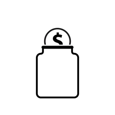 Bankanın beyaz arka planında para simgesi var. Vektör işareti