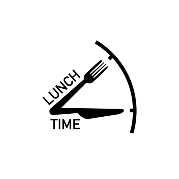 Beyaz Arka Planda Çatal Bıçaklı Öğle Yemeği Mesajı Öğle Yemeği — Stok Vektör