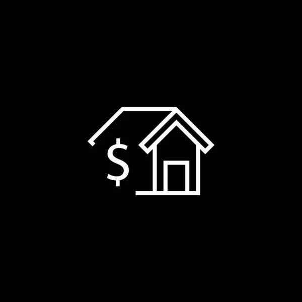 美元房子图标 黑色背景上的矢量符号 — 图库矢量图片