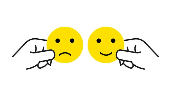 Hand Kiest Een Vrolijke Humeur Smiley Vectorillustratie — Stockvector