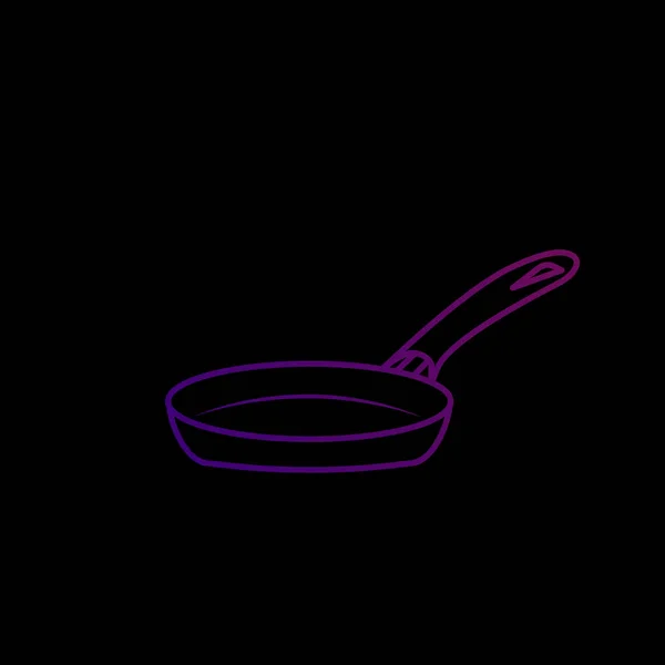 煎锅手绘轮廓涂鸦图标 平底锅的油炸食品 种群病媒 — 图库矢量图片
