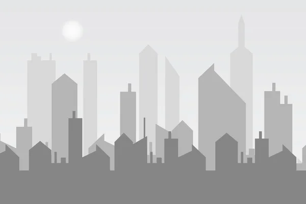 Ciudad Skyline Vector Ilustración Paisaje Urbano Paisaje Urbano Diurno Estilo — Archivo Imágenes Vectoriales