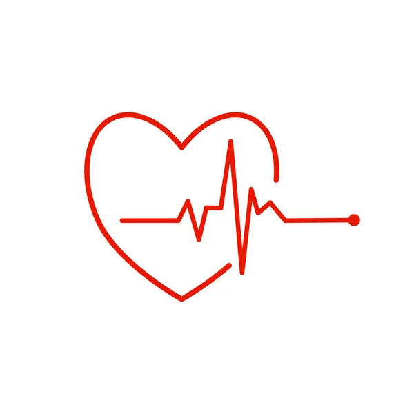 Red Heart Beat Pulse Icoon Wit Vector — Stockvector