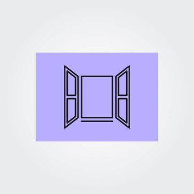 Açık pencere simgesi. Doğrusal biçimdeki vektör yaratıcı sembol