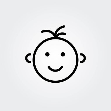 Beyaz arka planda mutlu çocuk ikonu. Vektör illüstrasyonu