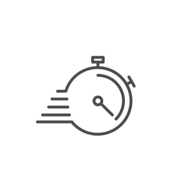 Son teslim tarihi, ince çizgi simgesi. Çizgi vektör illüstrasyonlu zamanlayıcı beyaz üzerine izole edildi.