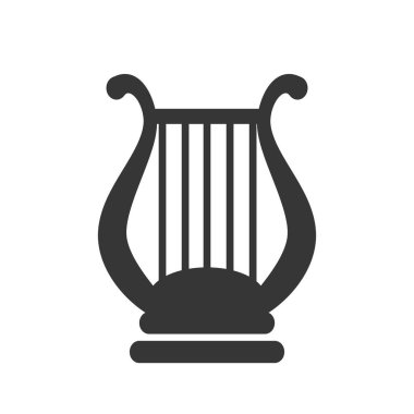 Beyaz arkaplanda Lyre simgesi. Müzik enstrümanı simgesi