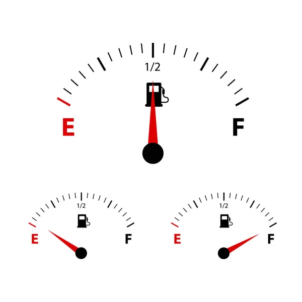 Fuel Gauge Meter Empty Half Full Vector Illustration Isolated White — Stock Vector