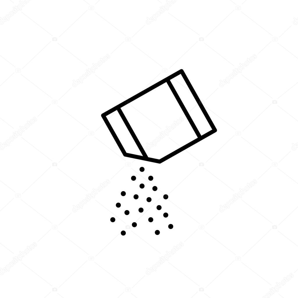 Packet soluble powder icon, open paper sachet. Vector on white