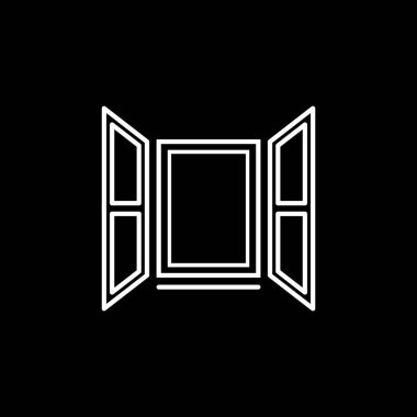 Açık pencere simgesi. Doğrusal biçimdeki vektör yaratıcı sembol