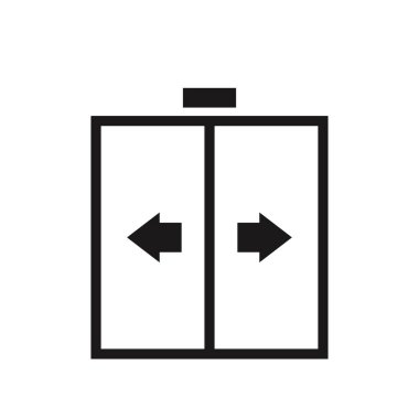 Kaydırma kapısı vektör simgesi beyaz, otomatik kapı simgesi