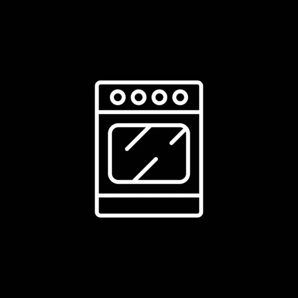 火线图标 Oven Symbol Outline Style Pictogram Black Background — 图库矢量图片