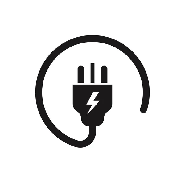 Elektrische Stekker Pictogram Witte Achtergrond Vector — Stockvector