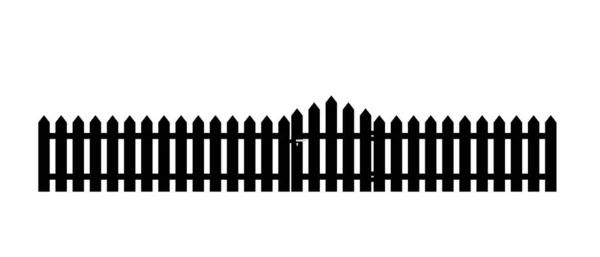 平らなスタイルで庭の門と白い木製のフェンス ストックベクトルイラスト — ストックベクタ