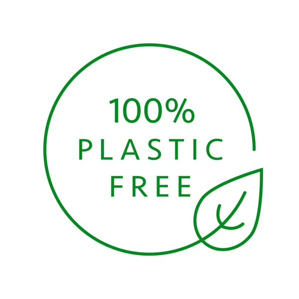 ベクトルアイコンとロゴデザインテンプレート 環境に優しい有機製品をパッケージ化するための100 プラスチックフリーエンブレム ロイヤリティフリーストックベクター
